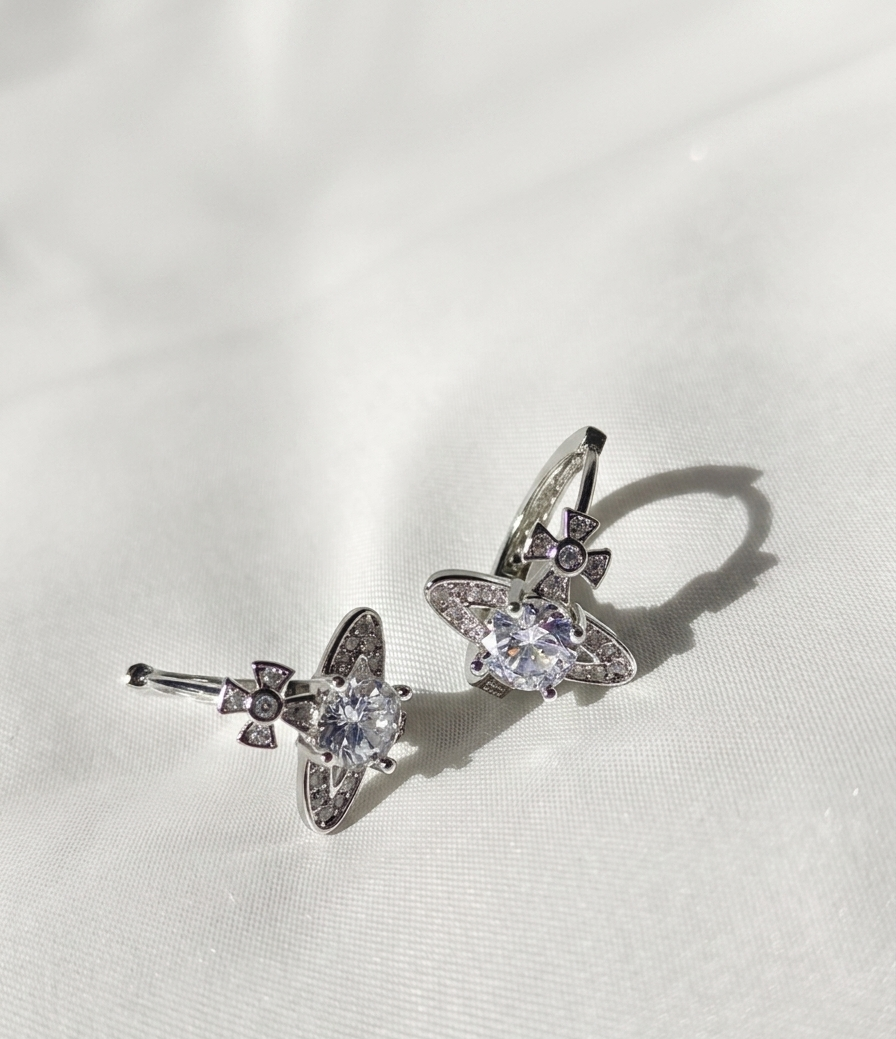 Aretes “Saturno Plateado”